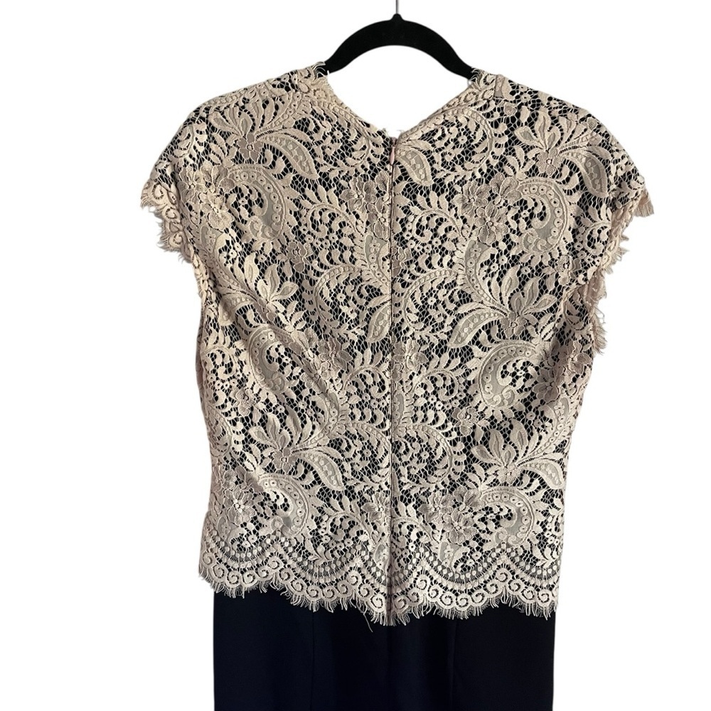 Ted Baker Tan and Brown Sheath Dress V-Neck Flutter Cap Sleeves - Picture 6 of 8